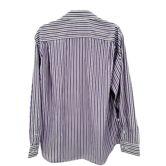Apt. 9 Mens Purple & White Striped Button-Down Shirt Size L Cotton - Picture 3 of 11
